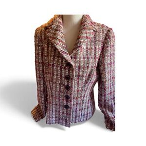Talbots Tweed Blazer in Pink and Cream